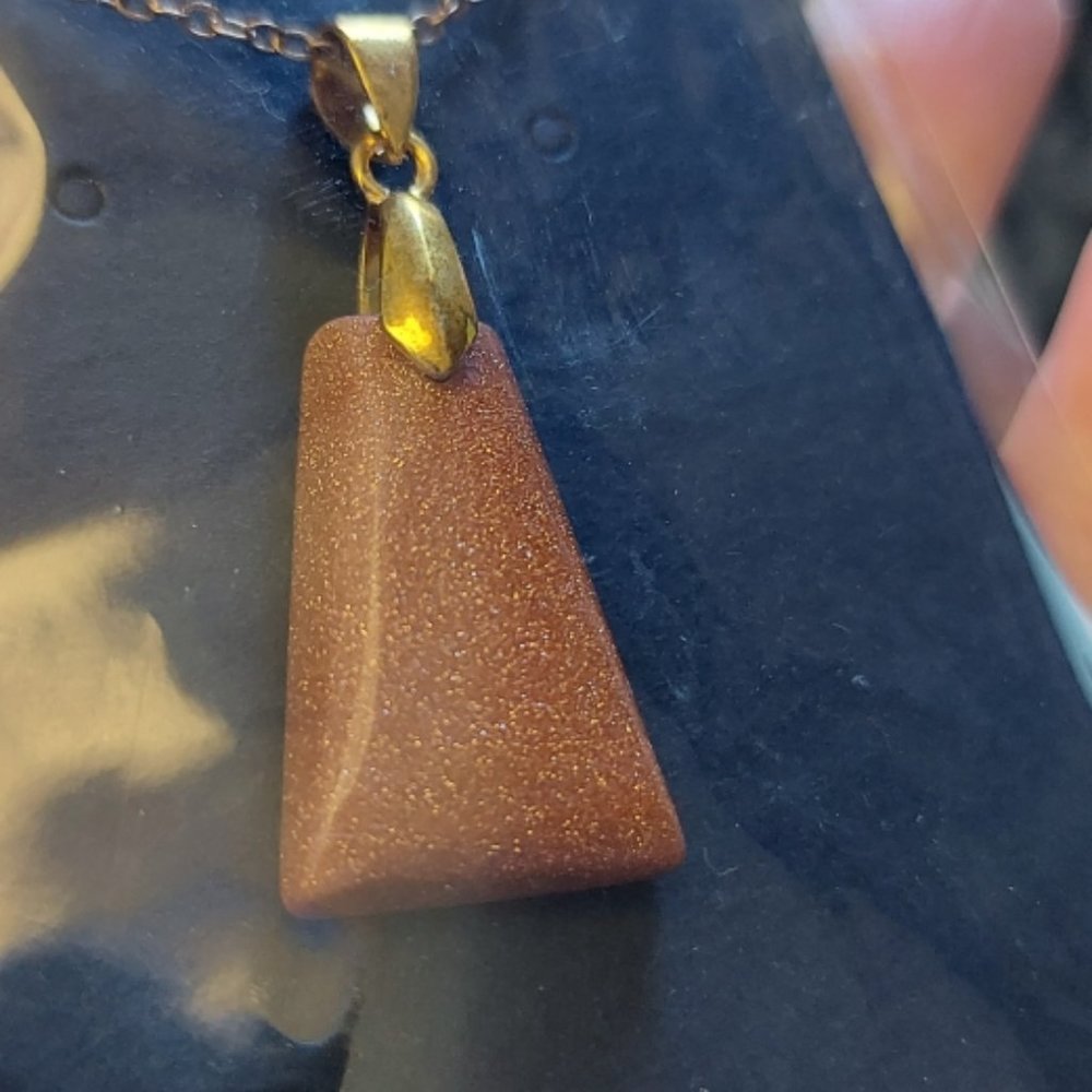 Artisan Golden Sandstone Pendant with Chain